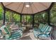 Beautiful gazebo with wrought iron chairs and striped couches at 110 Woodland Rd, Fayetteville, GA 30214