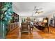 Spacious living room with hardwood floors, built-in shelving, and lots of natural light at 110 Woodland Rd, Fayetteville, GA 30214
