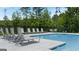 Community pool's shallow end and stainless steel handrails for safely entering and exiting the pool at 256 Epping Dr, Stockbridge, GA 30281