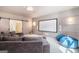 Cozy media room features a large viewing screen, comfortable seating, and stylish decor at 260 Cicely Way, Tyrone, GA 30290