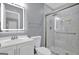 Modern bathroom with sleek vanity, frameless glass shower, and stylish tilework at 2315 Shancey Ln, South Fulton, GA 30349