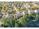 Aerial view of a residential neighborhood with tree-lined streets, well-maintained lawns and mature trees at 3213 Blackley Old Rd, Douglasville, GA 30135