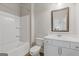 Clean bathroom with a shower and tub at 3213 Blackley Old Rd, Douglasville, GA 30135