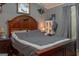 Comfortable bedroom featuring a decorative headboard, side tables, and soft, gray decor at 714 Yates Rd, Bowdon, GA 30108