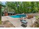 Spacious backyard featuring a pool, patio, and ample seating, ideal for outdoor gatherings at 3313 Henson Ln, Stockbridge, GA 30281