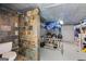 Pool house interior shows slate tile wall, toilet, and pump/filtration equipment at 3313 Henson Ln, Stockbridge, GA 30281