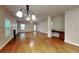 Spacious living room with hardwood floors, a fireplace, and integrated desk space at 330 Bentleigh Station Dr, Acworth, GA 30101