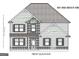 Front elevation blueprint features stone accents, lap siding, shutters, and covered entry at 252 Old Jackson Rd, Mcdonough, GA 30252
