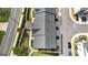 Aerial view of modern townhomes featuring gray roof and private driveways at 4760 Highside Way, Smyrna, GA 30082