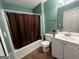 Bathroom features a shower/tub combo and vanity with storage at 150 Doe Run Ct, Sharpsburg, GA 30277