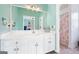 Bathroom featuring spacious vanity with double sinks and an additional shower behind it at 600 Lake Overlook Dr, Canton, GA 30114