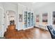Bright office with hardwood floors and built-in shelving is perfect for working from home at 600 Lake Overlook Dr, Canton, GA 30114