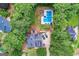 Aerial view of the property showcasing the pool and landscaped yard at 212 Warrenton Dr, Douglasville, GA 30134