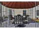 Outdoor covered patio with metal-framed table and chairs for backyard gatherings at 1441 Saint George Pl, Conyers, GA 30012