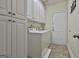 Convenient laundry room offers ample storage with white cabinets and modern appliances at 465 Crabapple Rd, Fayetteville, GA 30215