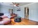 Hardwood living room featuring a coffee table and natural light at 428 Cornish Mountain Rd, Oxford, GA 30054