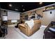 Home theater with leather seating, a projector screen, and custom decor at 125 High Bluff Trl, Carrollton, GA 30116