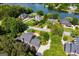 An aerial view of the neighborhood showcases a house near the lake at 115 Champion Dr, Carrollton, GA 30116