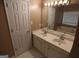 Well-lit bathroom with double sinks, spacious vanity, and a large mirror at 235 Woodstream Way, Fayetteville, GA 30214