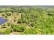 A high-angle aerial view reveals a brown pond nestled among dense, verdant foliage at 679 Bo Bo Banks Rd, Grantville, GA 30220