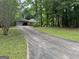 Long driveway leading to a home with mature trees, offering a secluded and private feel, close to a wooded area at 115 Stable Creek Rd, Fayetteville, GA 30215