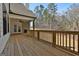 Spacious back deck boasts a stone fireplace and wood railings overlooking a beautiful wooded lot at 135 Wet Wood Dr # 12, Fairburn, GA 30213