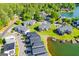 Picturesque aerial view showcasing the property, its community, and its serene waterfront setting at 325 Berry Ct, Villa Rica, GA 30180