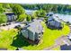 Aerial view showcases this home's desirable waterfront location at 325 Berry Ct, Villa Rica, GA 30180