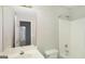 Bathroom featuring single vanity and shower/tub combo at 5523 Forest Dr, Loganville, GA 30052