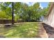 Expansive backyard with lush green grass, mature trees, and a pathway leading through the landscape at 101 Jasmine Path, Peachtree City, GA 30269