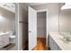Bathroom features white cabinets, closet and sleek fixtures at 465 Willowbrook Dr, Smyrna, GA 30082