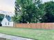 Large, fenced backyard with mature trees providing ample shade and privacy at 486 Village Cir, Stockbridge, GA 30281
