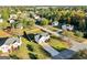 An aerial shot features a bright white home with a fenced backyard and a driveway, amidst a green and leafy neighborhood at 5284 Benjamin Trl, Ellenwood, GA 30294