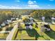 An aerial view captures a charming home with a fenced yard surrounded by a canopy of trees at 5284 Benjamin Trl, Ellenwood, GA 30294