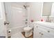 Clean, well-lit bathroom with a tub shower combination and modern vanity at 112 Kirton Turn, Peachtree City, GA 30269