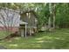 Spacious backyard featuring a walkout basement, lush trees, and plenty of room for outdoor activities at 142 Carrollwood Dr, Fayetteville, GA 30215