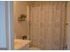 Cozy bathroom with a patterned shower curtain and a modern vanity setup at 142 Carrollwood Dr, Fayetteville, GA 30215
