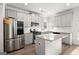 Well-lit kitchen featuring stainless steel appliances, an island, and modern finishes at 1511 Arica Ave, Lawrenceville, GA 30043