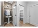 Stylish powder room with pedestal sink, modern lighting, and updated fixtures at 130 Windchime Way # 9, Tyrone, GA 30290