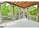 Spacious outdoor deck with railing, columns, and views of the surrounding trees at 3435 Vista Creek Dr, Dacula, GA 30019