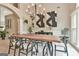 Elegant dining room with tall ceilings, modern chandelier, and stylish decor at 3435 Vista Creek Dr, Dacula, GA 30019