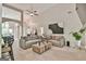Spacious living room with open floor plan and modern decor and high ceilings at 3435 Vista Creek Dr, Dacula, GA 30019