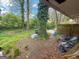 View of the backyard from underneath the eaves of the home at 5637 Sturbridge Way, South Fulton, GA 30349