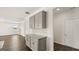 Kitchen featuring granite countertops, gray cabinets, and stainless steel appliances adjacent to the main living area at 1949 Van Allen Ct # 4, Dacula, GA 30019