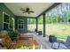 Relaxing back porch with ample seating overlooking a serene wooded area at 457 Paynes Lake Rd, Carrollton, GA 30116