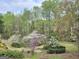 Picturesque backyard garden featuring mature trees, flowering shrubs, and manicured lawn at 110 Vicarage Ct, Johns Creek, GA 30005