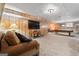 The finished basement features wood paneling, carpet and a billiards table for entertainment and relaxation at 145 Oxford Ln, Fayetteville, GA 30215