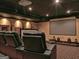 Inviting home theater with reclining seats and a large projection screen at 205 Somerset Ct, Mcdonough, GA 30253