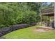 Serene backyard featuring multi-level decking, lush greenery, and manicured landscaping at 3924 Lorien Nw Way, Kennesaw, GA 30152