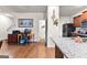 View of desk area, powder room, and kitchen at 1003 Nandina Ct, Villa Rica, GA 30180